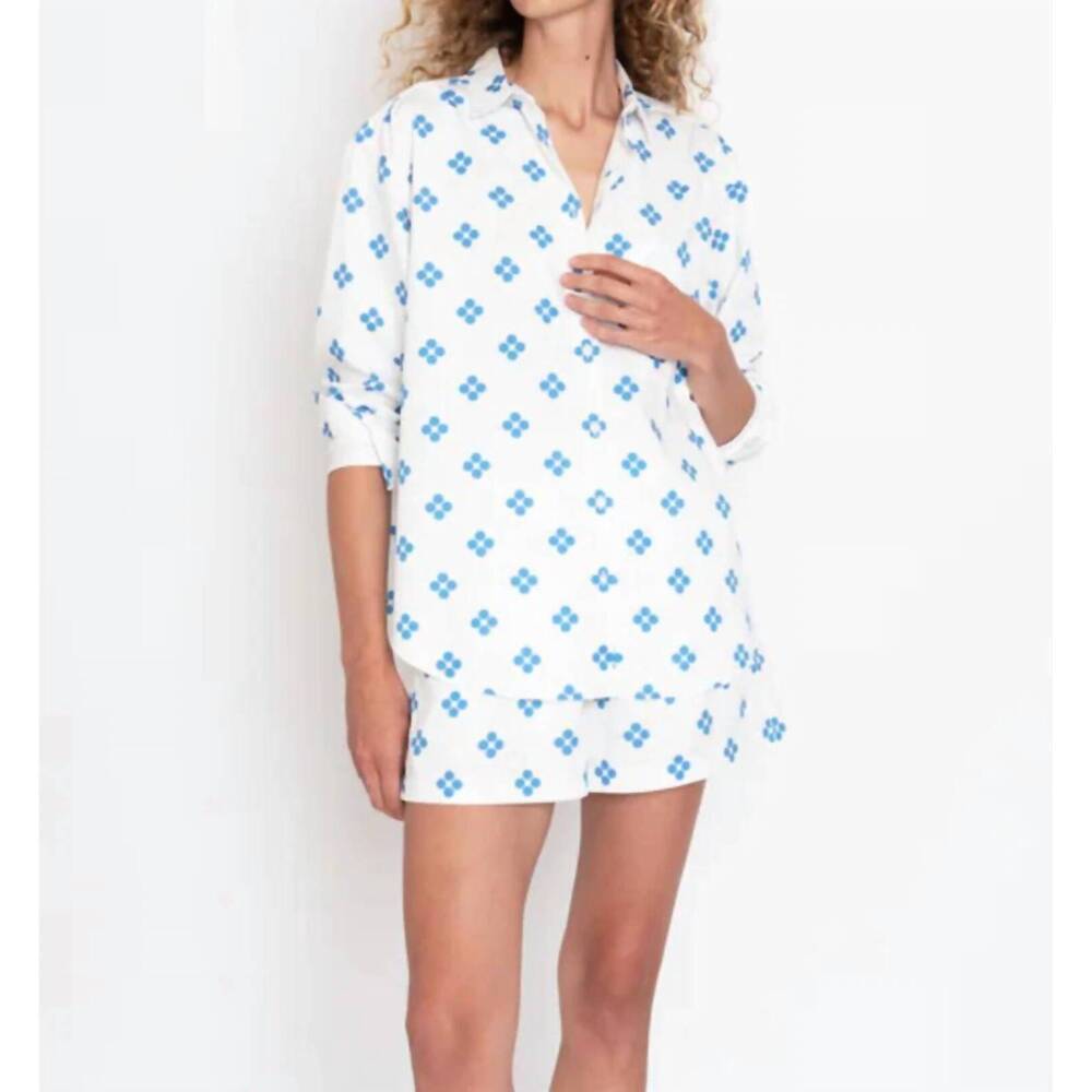 NEW KULE women's the reine shorts in white/royal blue